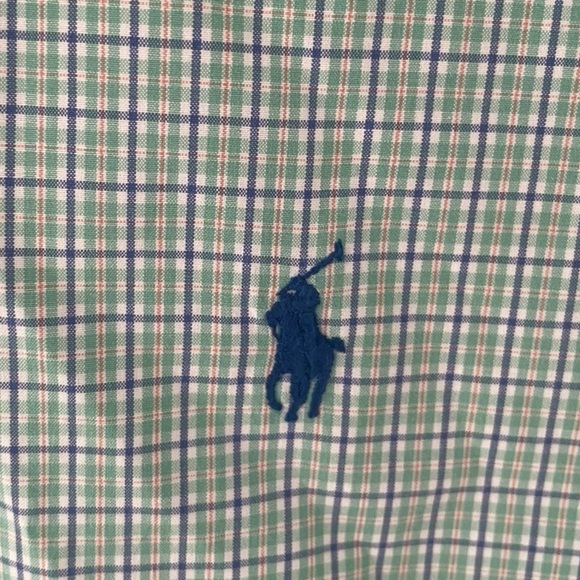 Ralph Lauren Men’s Shirt Size XL Green Blue Button Down Short Sleeve Logo Casual - Picture 3 of 6